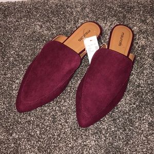Maurices Maroon Suede Mules